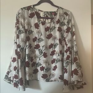 Vince Camuto Cream Asymmetrical Bell Sleeve Blouse